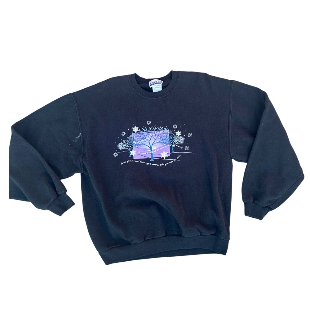Vintage Endless Designs Winter Tree Graphic Sweatshirt‎ Crewneck Womens Large